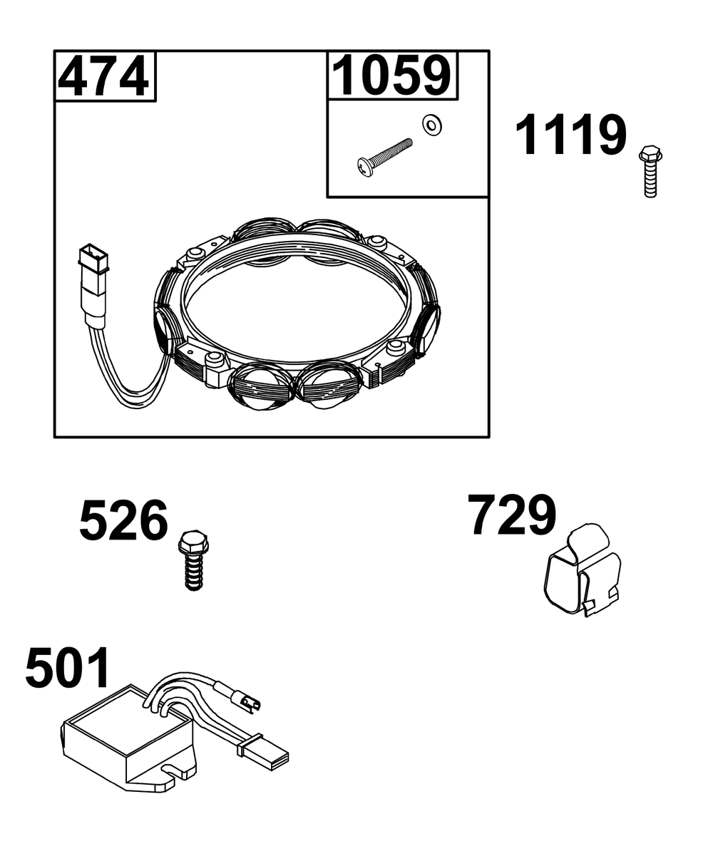 Alternator Group Diagram and Parts List for 44U877-0045-G1  Briggs and Stratton Engine